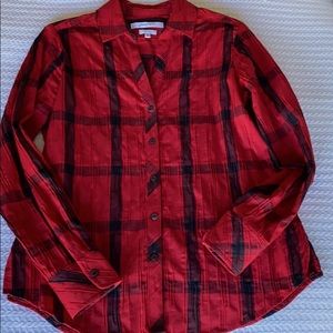 Fox Croft red-black plaid fitted shirt